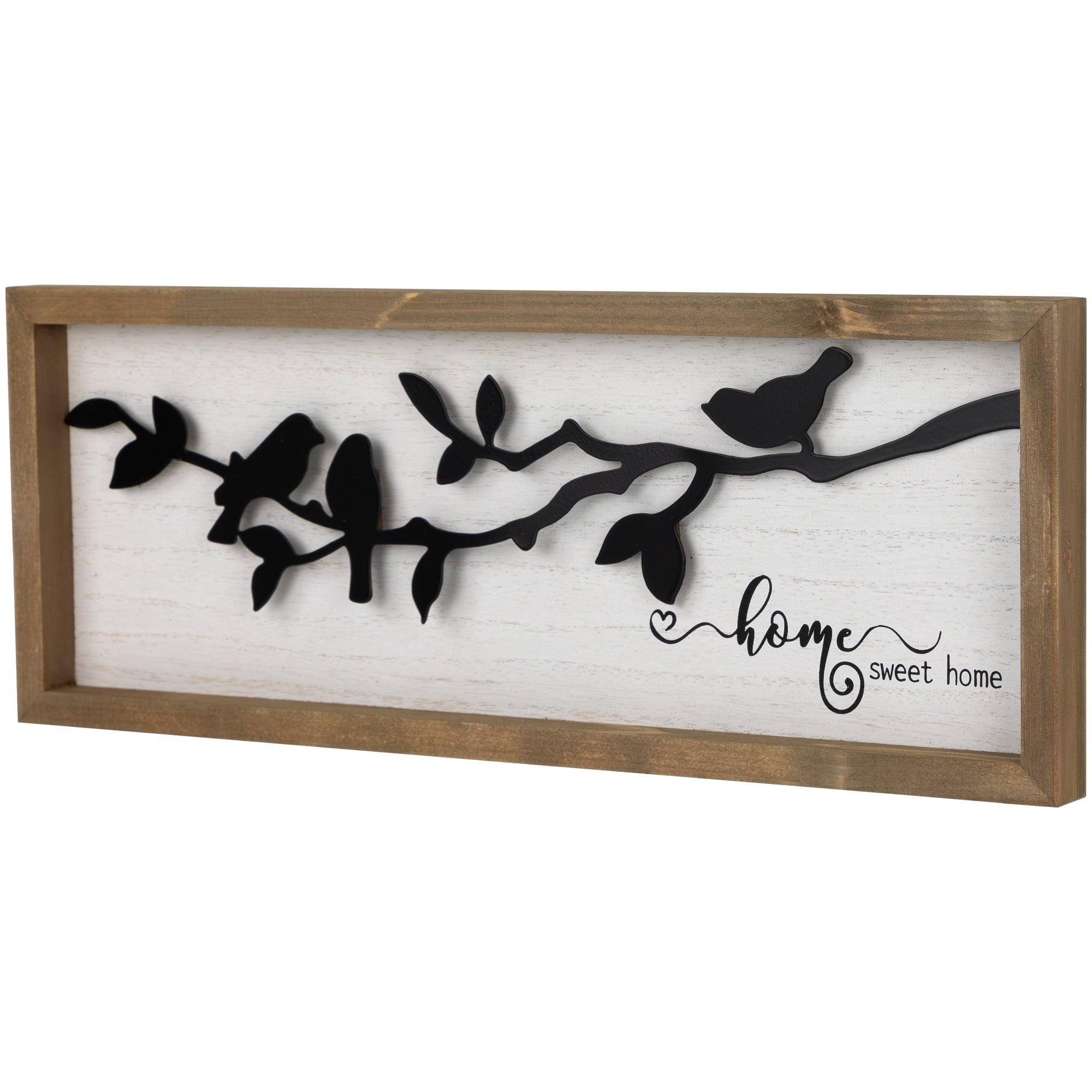 Home Sweet Home with Bird Silhouettes Wooden Wall Sign 15" Bed Bath